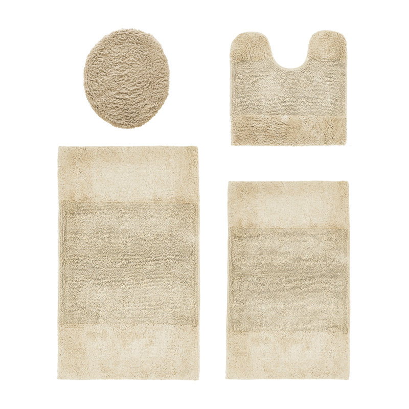 Ensemble de tapis pour salle de bain 100% coton 2155 GSM de qualité supérieure Granada, certifié OEKO-TEX®, envers en latex antidérapant, touffeté moelleux, super absorbant et lavable à la machine pour salle de bain, douche, baignoire et meuble-lavabo, sable