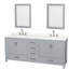 Sheffield 80" Freestanding Double Bathroom Vanity with Quartz Top with 24" Mirrors-341599506-341629864