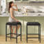 Ensemble de 2 tabourets de bar à hauteur de comptoir avec sièges en cuir PU, repose-pieds à double hauteur, structure en métal, noir