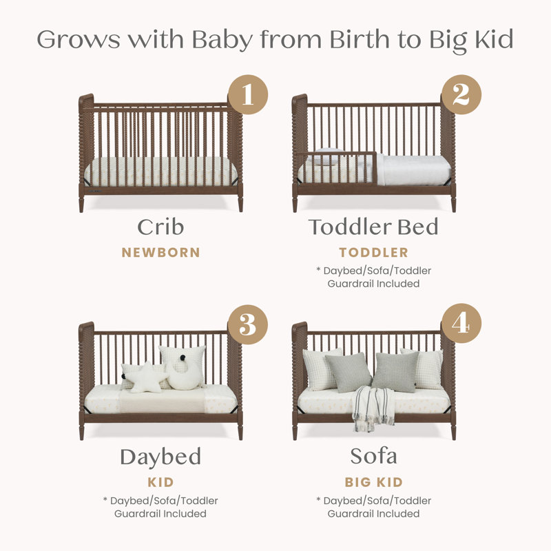 Saint 4-in-1 Convertible Crib, Teak Brown, Crib