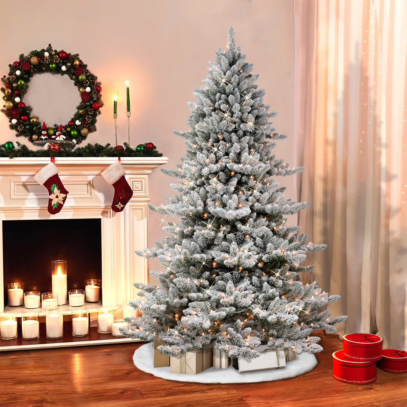 Lighted Spruce Christmas Tree, 7.5' H