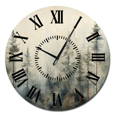 Minimalism Winter Pine Forest - Forest Black Face Wall Clock