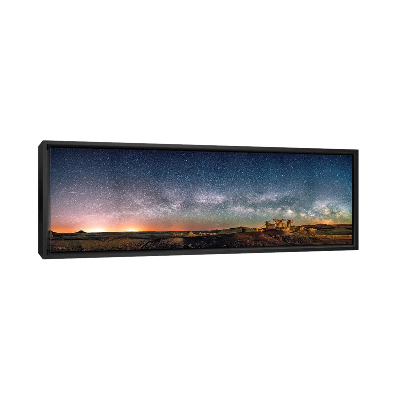 Bisti Badlands Hoodoos Under New Mexico Starry Night 1 Piece Panoramic Painting on Canvas, 152.4 cm H x 50.8 cm W