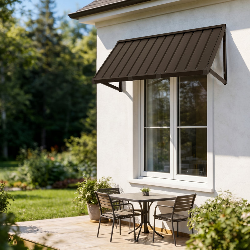 Powder-coated Metal Frame Standing Seam Fixed Window Awning All Weather Protection Door Canopy for Entrance, Windows, Porches, Balconies