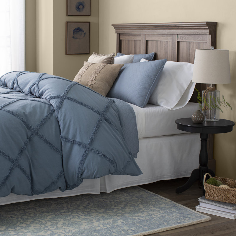 Housse de coussin carré avec pompons Jasmin, Bleu sarcelle cendré