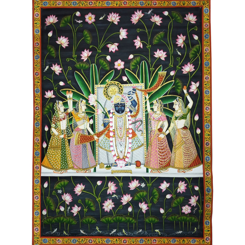 Shrinathji avec Gopis Pichhwai, peinture | Art Pichhwai | Par Dheeraj Munot