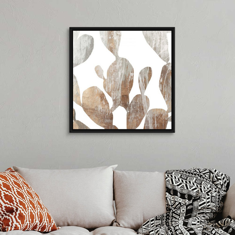 Feuillage en marbre II-impression sur toile, Cadre noir, H 32 po x l 32 po x P 1,75 po
