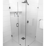 Illume 49 in. x 36 in. x 78 in. 90-degree Fully Frameless Wall Hinged Glass Shower Enclosure