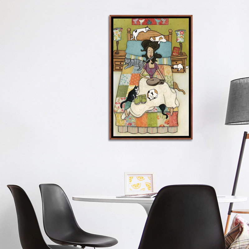 « Rescue kitties » par Jamie Morath-impression, H 40 po x l 26 po x P 1,5 po, Toile classique avec cadre brun, Pas de tapis