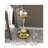 Kalup Gold Round Stainless Steel Side Table with Brushed Finish and Artistic Pedestal Base, Modern End Table for Living Room or Bedroom, No Assembly Required-1215072172