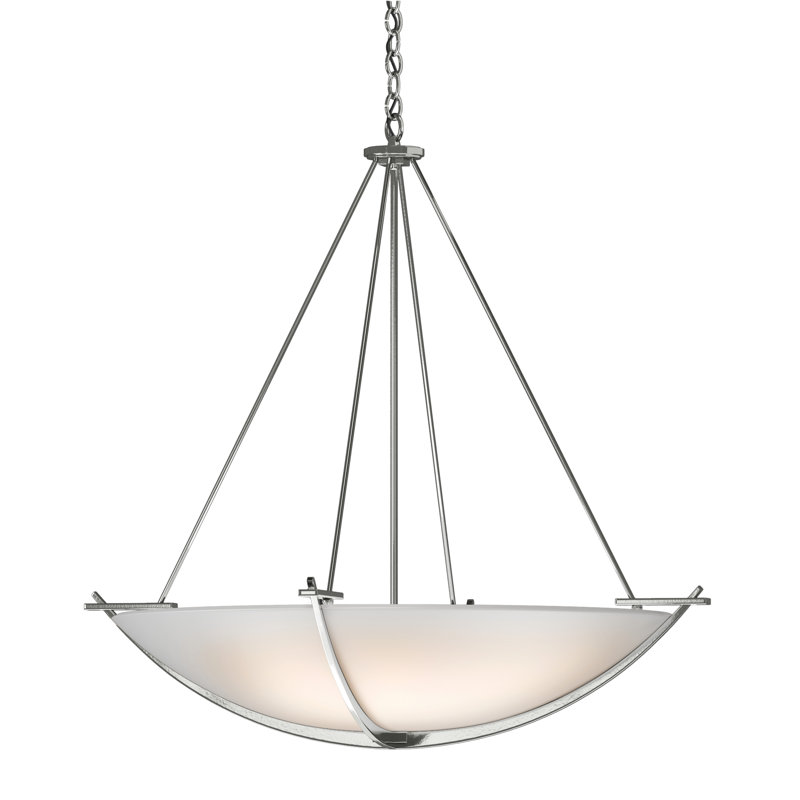 Compass 3 - Light Unique / Statement Bowl Pendant, Sterling, Opal Glass
