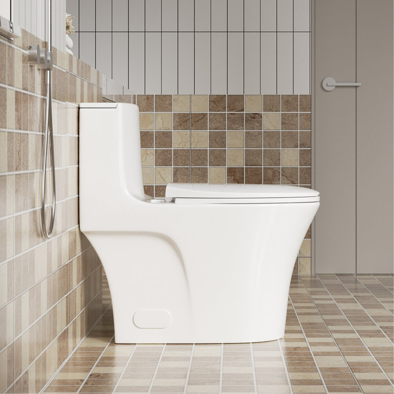 Toilette blanc brillant avec 1 / 1,60 po Fonction d'économie d'eau. Hauteur confortable. Siège. Bol de salle de bain allongé. 1000 grammes de rinçage. Toilette conforme. Hauteur confortable, économie. Bol à fermeture en douceur, approuvé