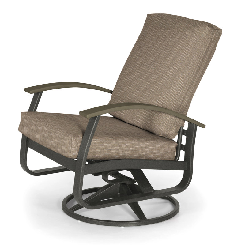 Askar Swivel Powder Coated Aluminum Outdoor Lounge Chair, Wren, Beachwood P40, Textured Graphite