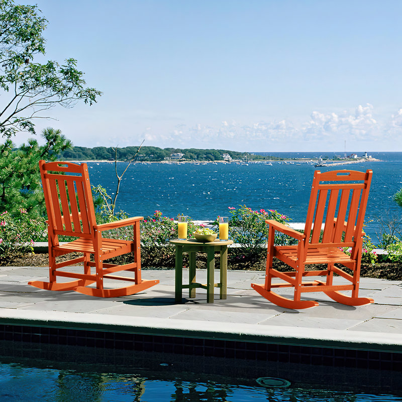 Chaises berçantes d'extérieur en PEHD pour patio, Orange