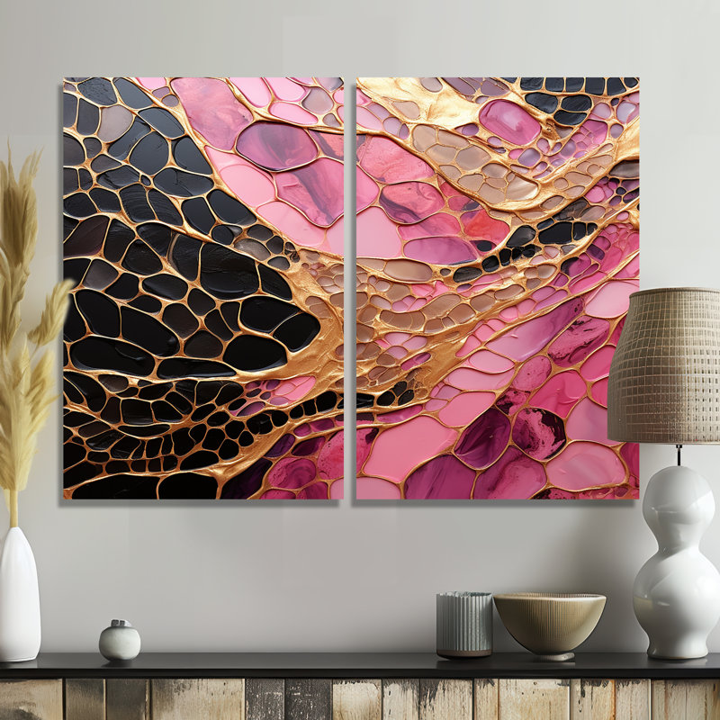 Doretha - Pink Wall Art, Toile tendue, Ne s’applique pas, H 36 po x l 48 po