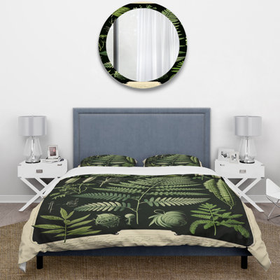 Fougère sur tableau victorien rétro III - ensemble de housse de couette floral - microfibre de polyester