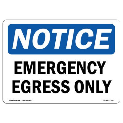 Emergency Egress Only Sign