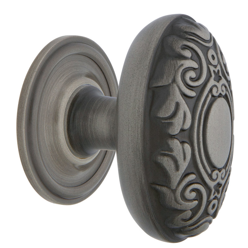 Victorian 1 3/4" Length Oval Knob, Antique Pewter