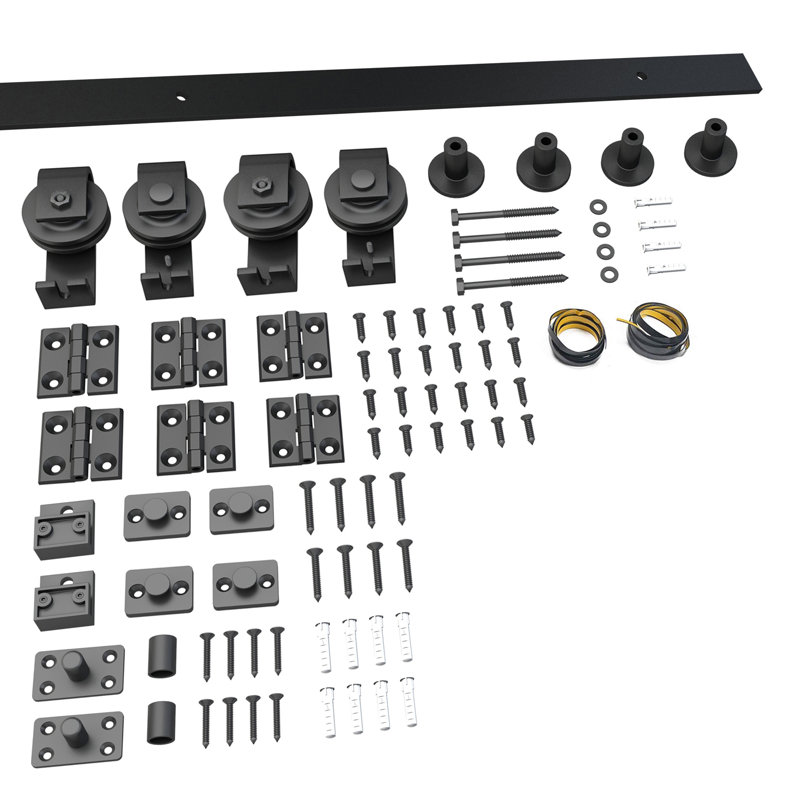 JUBEST 51" Black Steel Bi-Folding Barn Door Hardware Kit