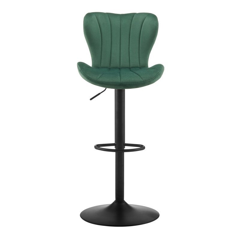 Swivel Upholstered Adjustable Height Bar Stool, Green