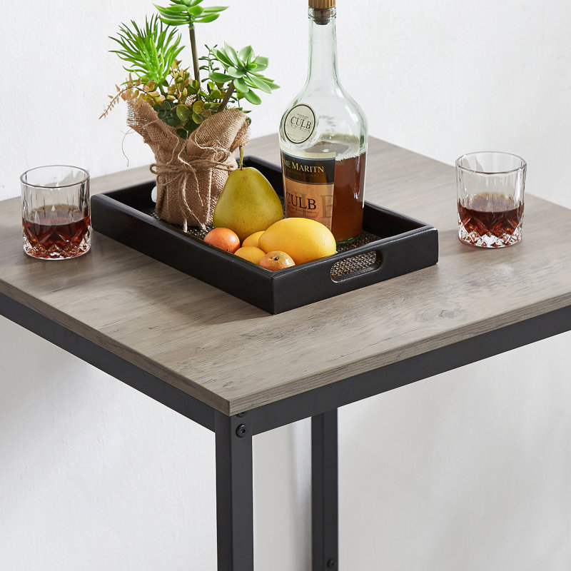 Ensemble de table de bar avec deux tabourets de bar ergonomiques avec sièges et dossiers souples en polyuréthane pour un repas et un divertissement confortables
