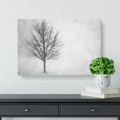 Lone Tree At Winter Painting - Wrapped Canvas