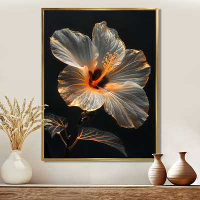  «Hibiscus fleur orange cristal lueur - décoration murale hibiscus