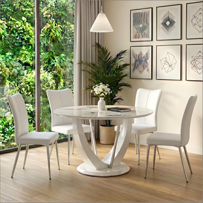 Ensemble de table de salle à manger 47,2 po, table de salle à manger moderne avec chaises à dossier haut en similicuir