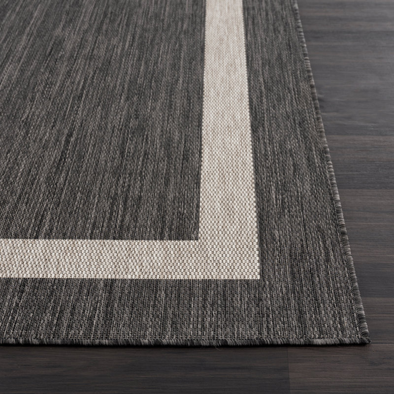 Tapis intérieur / extérieur gris foncé Mekih, Rectangle de 10 pi x 14 pi