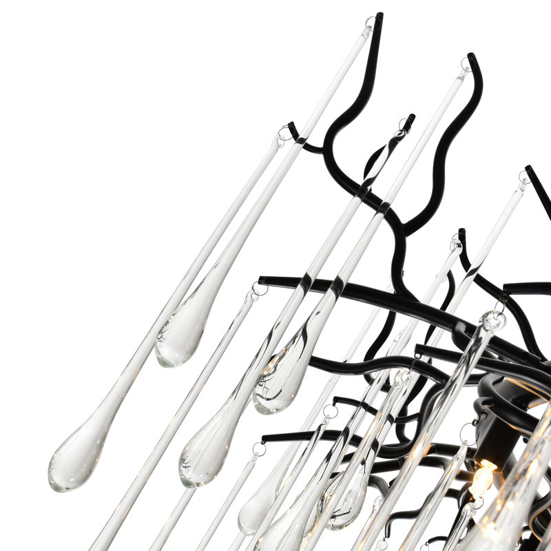 Cylvia Modern Statement 43" Black Chandelier for Dining Room Living Room Kitchen Foyer Bedroom Entryway, 12-Light with G9 Bulb Base