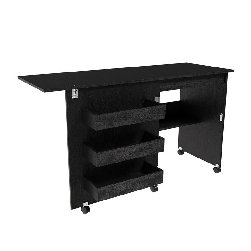 Table de couture pliante 4-en-1 avec roues verrouillables, Walnut