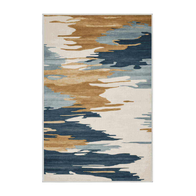 Tapis beige lavable à la machine, Rectangle 2' x 3'