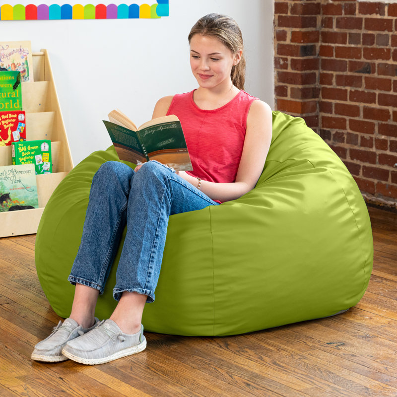 Fauteuil à billes Jaxx Gumdrop de qualité commerciale pour environnement éducatif, grand format - vinyle de qualité supérieure - vert