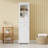 63" Tall White MDF Bathroom Storage Cabinet, Free-Standing, Glass Doors, Two Drawers, Adjustable Shelves | Gift Idea