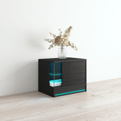 Bozarth 18" Nightstand with LED Lighting, High Gloss Finish