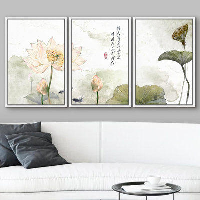 Encre de Chine et peinture murale de style lotus, décoration murale moderne
