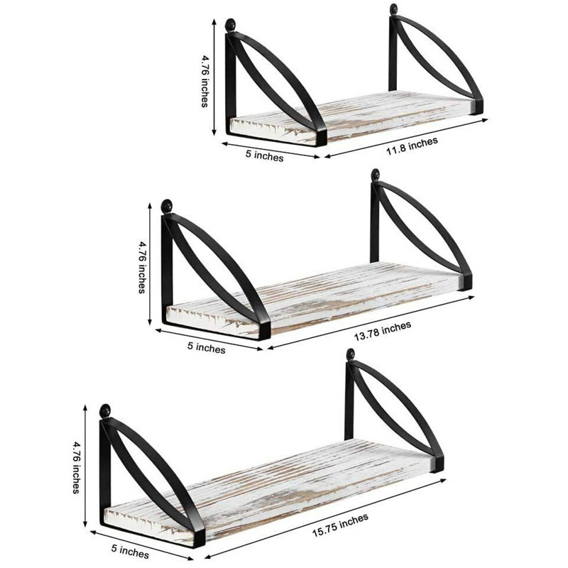 Letemps 3 Piece Floating Shelf, Rustic Wood