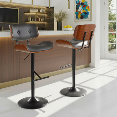Aliane Swivel Upholstered Faux Leather Adjustable Height Counter Stool with Steel Frame