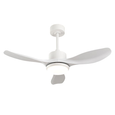 Best-Selling 42-Inch Modern White Ceiling Fan With Light, Featuring 3 ABS Plastic Blades, Remote Control Operation, Reversible DC Motor, And Dimmable LED Lighting.