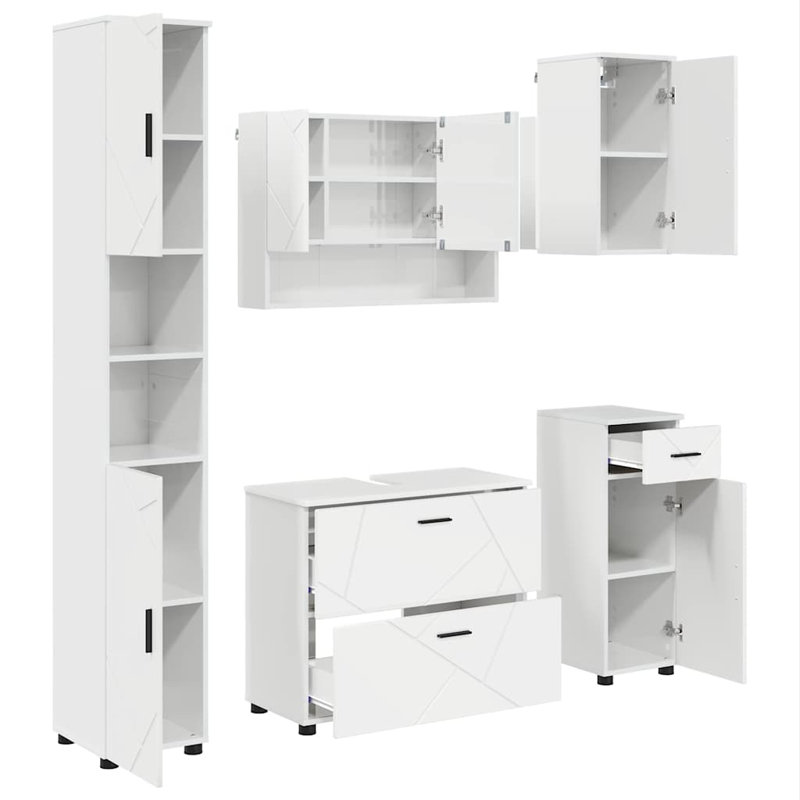 Bathroom Storage Furniture Set, High Gloss White