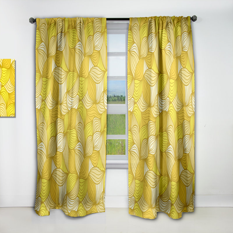 Hand-Drawn Pattern with Waves - Nature Bohemian & Eclectic Blackout Curtain Single Panel, 52" W x 108" L