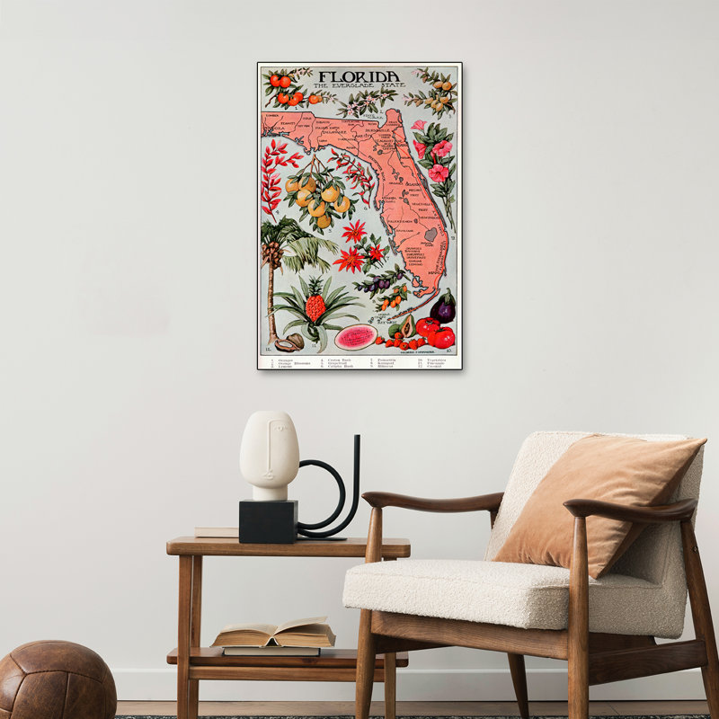 Impression sur toile par Steventix, carte de l'État de la Floride (ressources naturelles)