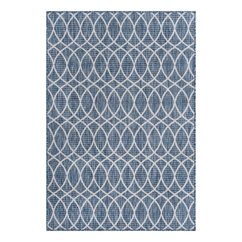 Blue Gitter Indoor/Outdoor Trellis Rug, Rectangle 4' x 6'
