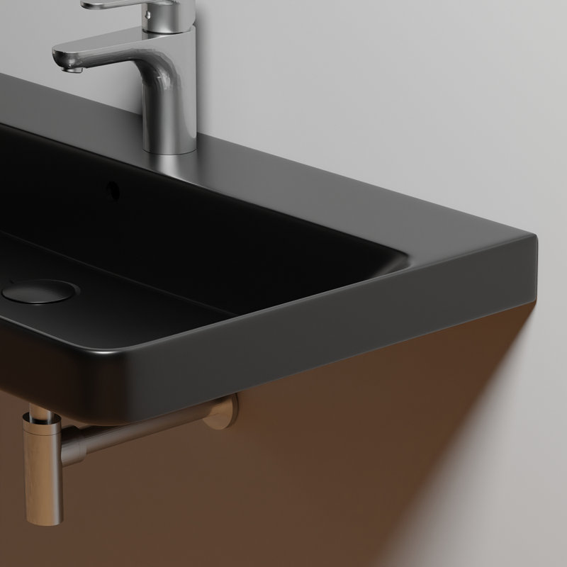 Luxury 31.7'' L Bathroom Sink, Single Faucet Hole, Matte Black
