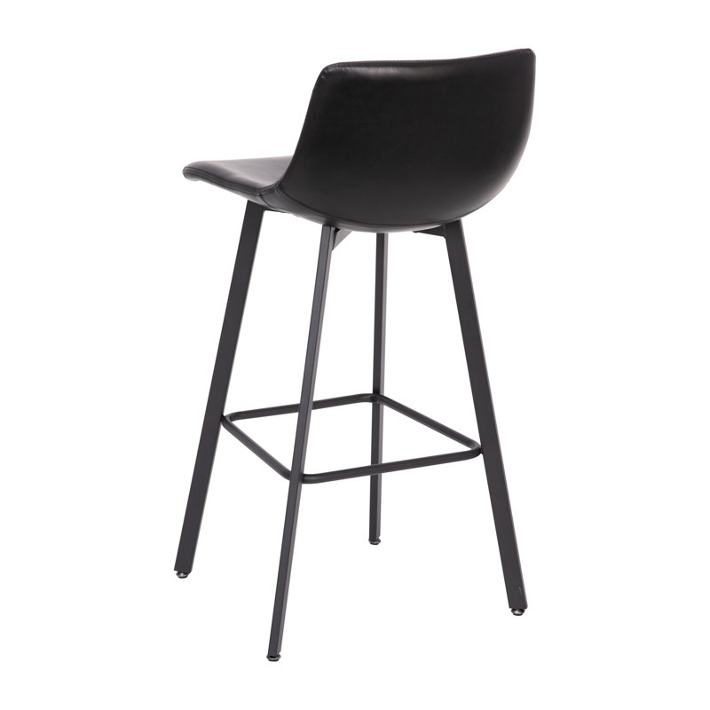 Black Faux Leather and Metal Counter Stool Set