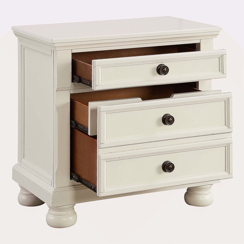 Table de chevet avec tiroirs cachés, Blanc