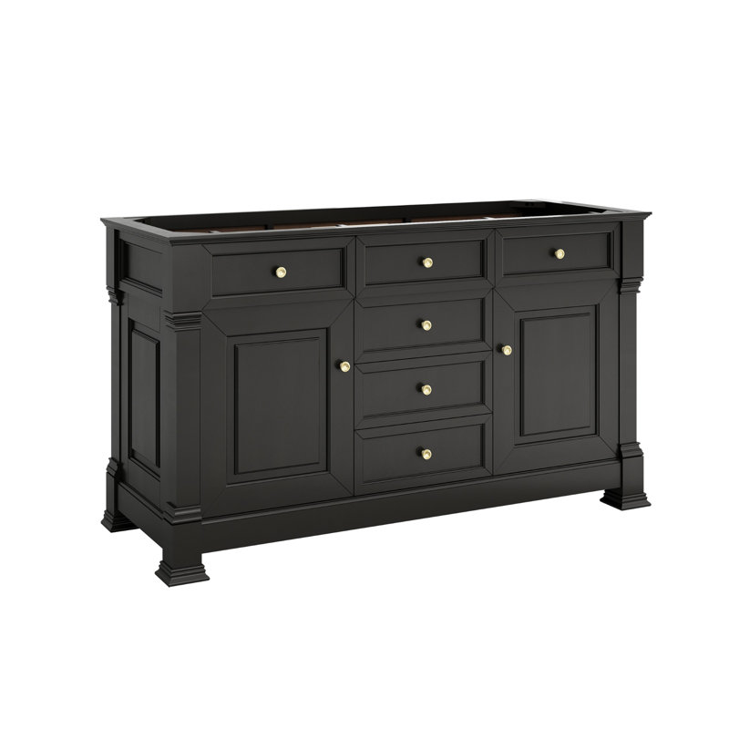 Brookfield 60'' W Double Vanity, White Zeus, Single Hole, Black Onyx
