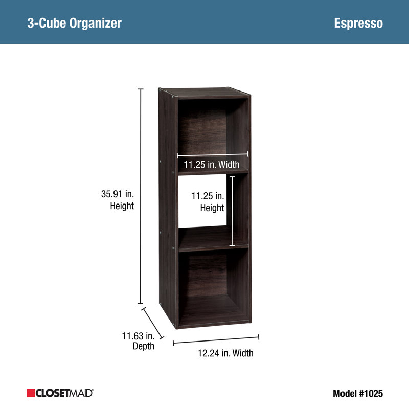 Cubeicals 35.91'' H x 12.24'' W 3-Cube Bookcase, Espresso