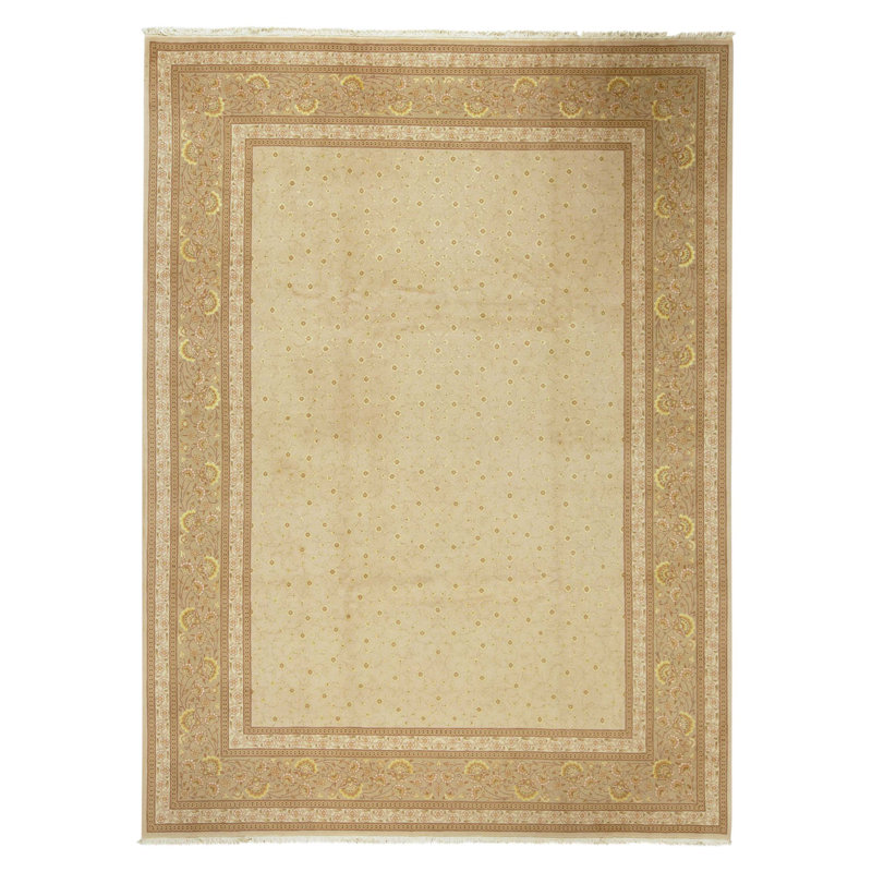 Tapis noué à la main de haute qualité beige et vert clair