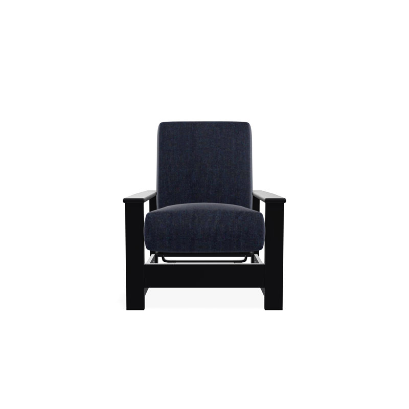 Leeward Marine Grade Polymer Deep Seating Cushion Arm Chair with Hidden Motion, Black, Spectrum Indigo Sunbrella®